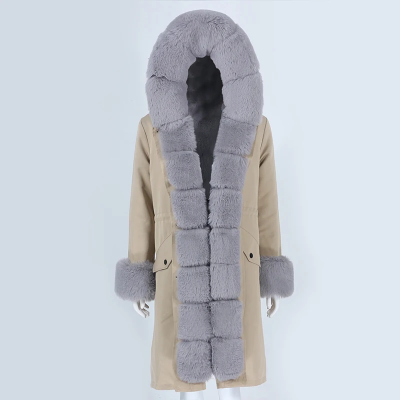 

Парка Furyourself 3 в 1 из искусственного меха, непромокаемая парка, Длинная зимняя куртка, Женское пальто со съемным мехом, Толстая теплая уличная...
