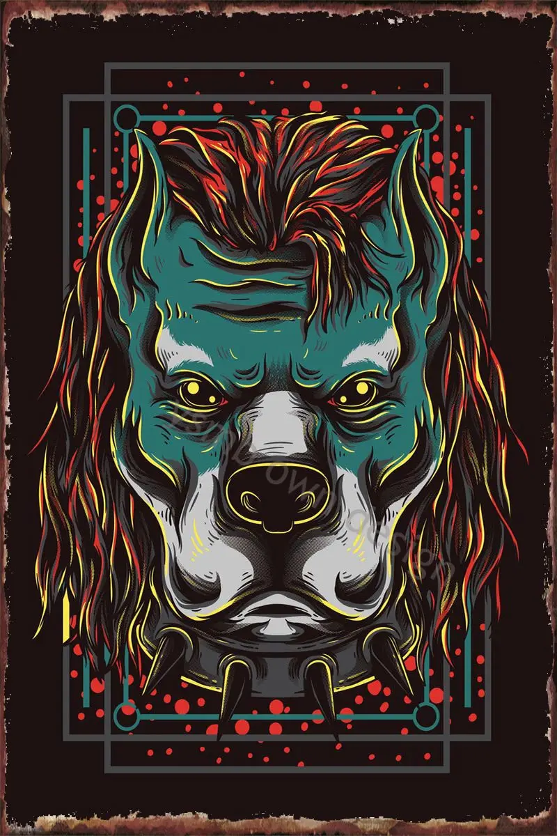 

Жестяные тарелки в виде бульдога, декор для стен, декор для комнаты, Ретро винтажный металлический знак, жестяной знак для искусства, мужска...