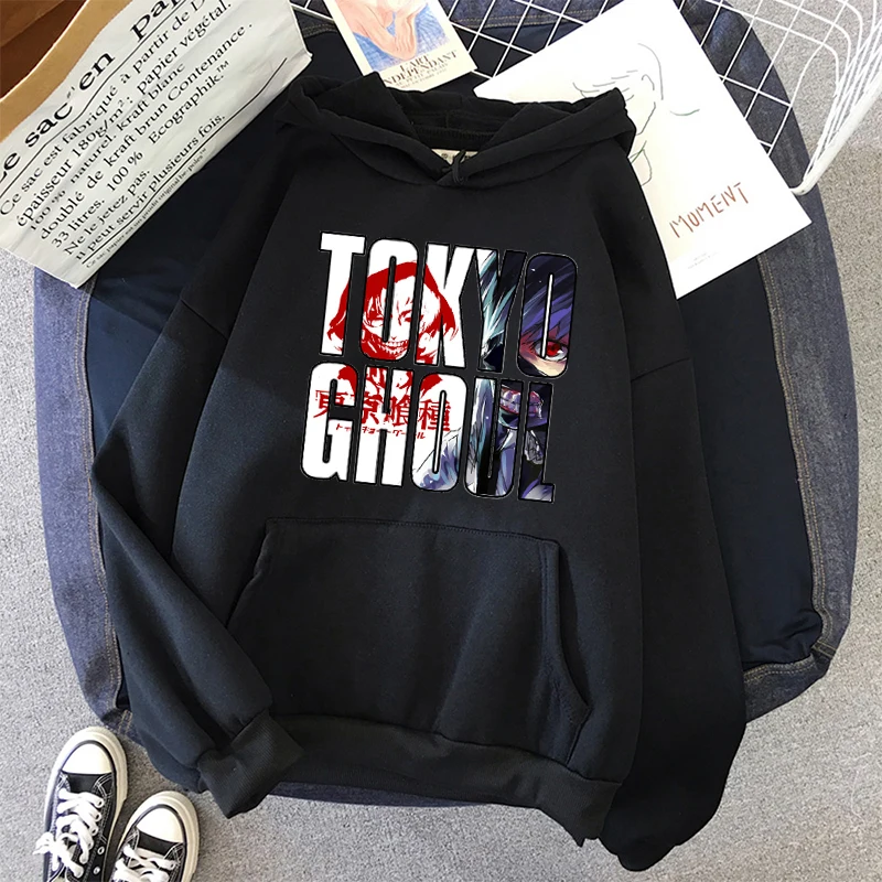 

tokyo ghoul Hoodie letter print Hooded Top Women Sweatshirt Long-sleeved Anime Autumn student basic Casual Hooded Streetwear