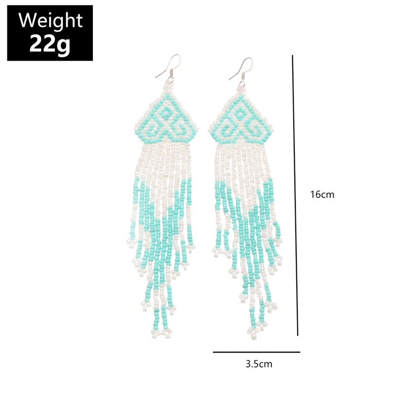 

Luokey Vintage Long Tassel Miyuki Beads Bohemian Dangle Earrings For Women Colorful Ethnic Exaggerate Statement Earrings Jewelry