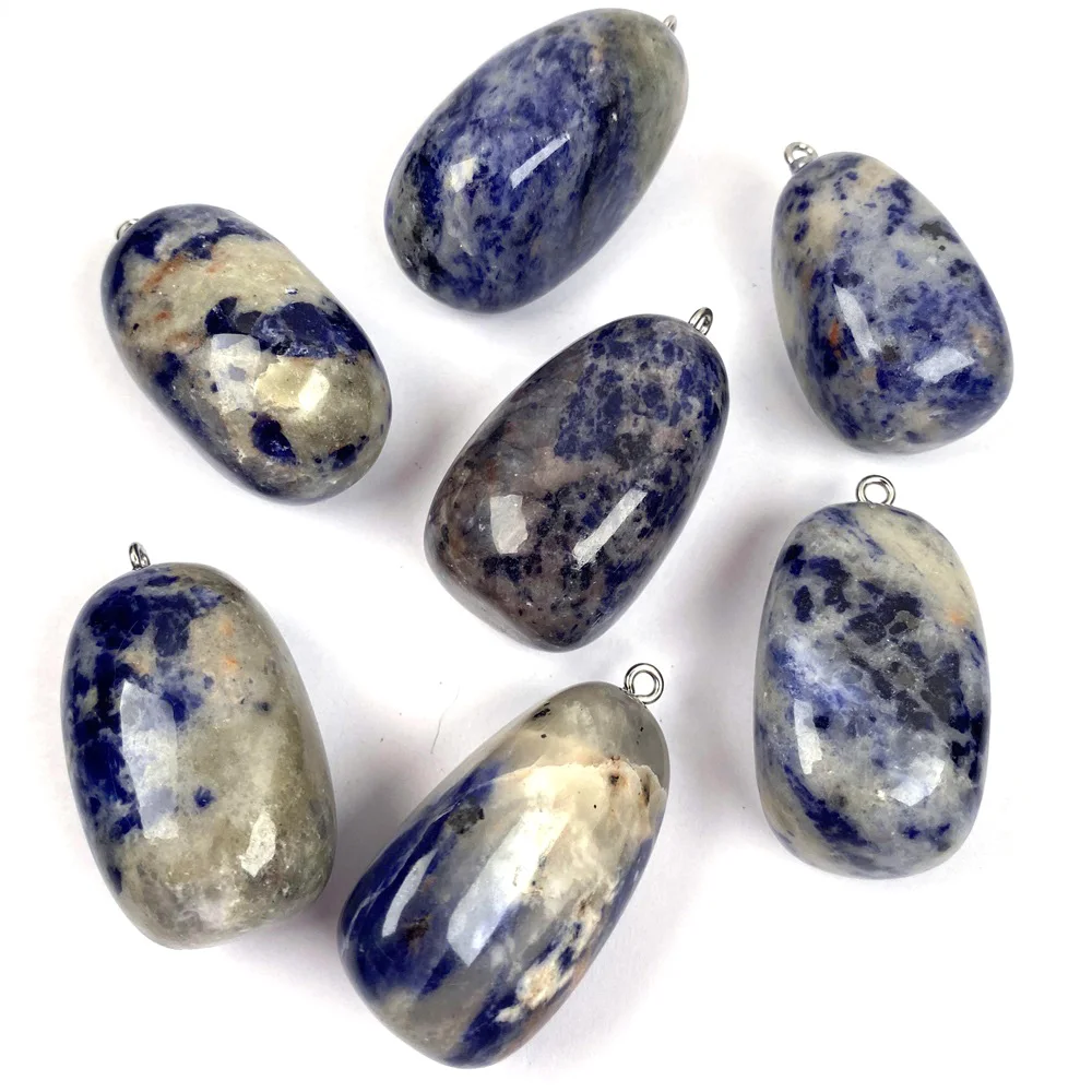 

Unshaped Blue Striped Agates Pendant For Jewelry Making Necklace DIY Accessories For Women Gift Size 20x40mm-25x50mm