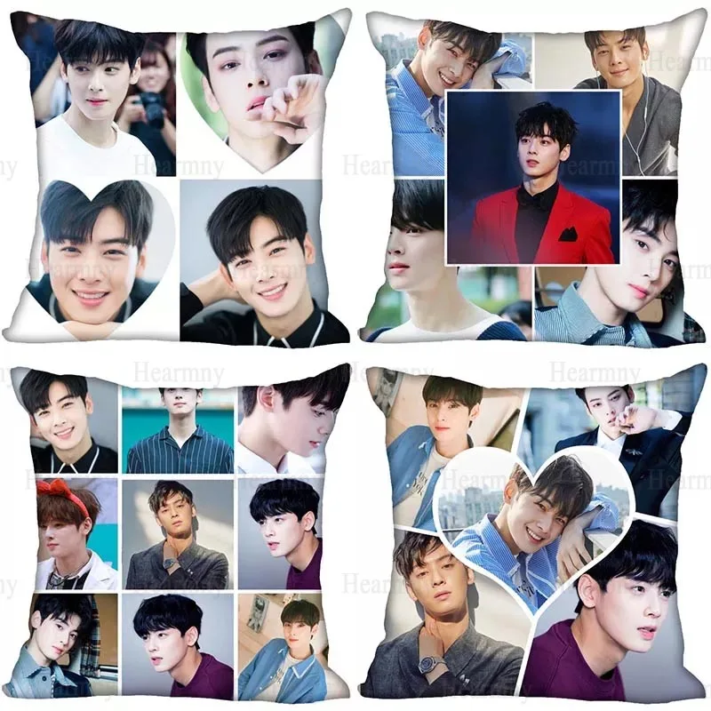 

Best Sell Cha EunWoo Kpop Pillow Case For Home Decorative Pillows Cover Invisible Zippered Throw PillowCases 40X40,45X45cm