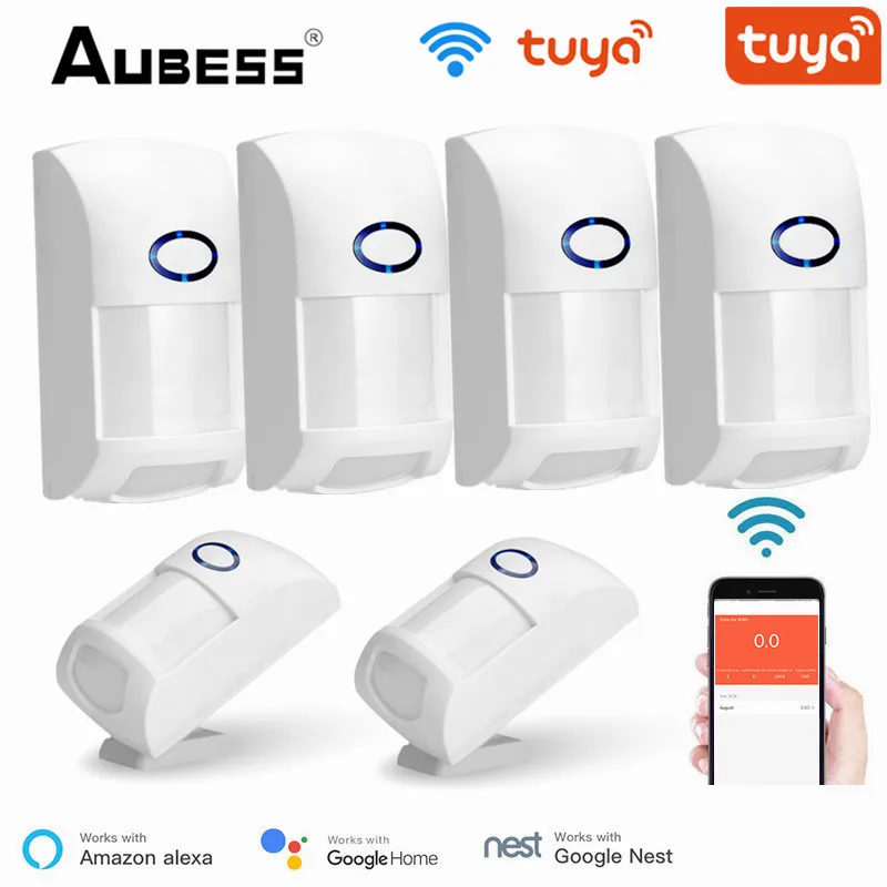 

Aubess Graffiti Wifi Motion PIR Sensor Detector Wireless Movement Sensor Smartlife Tuya APP Home Security System With Zigbee Hub