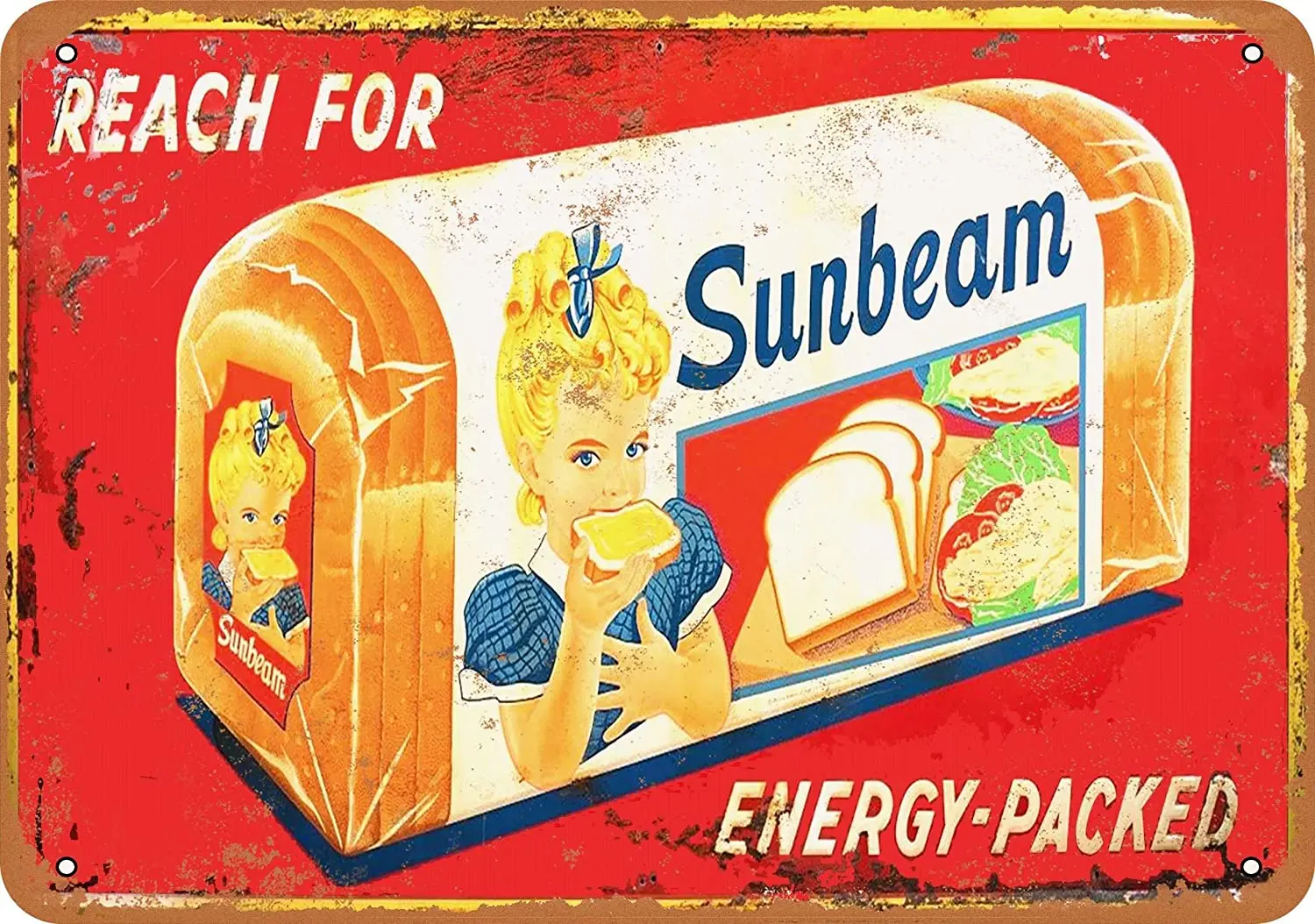 

WallColor 8*12 Metal Sign Sunbeam Bread Vintage Look