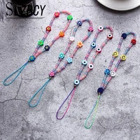 ethnic style soft pottery hand phone straps flower smiley mobile phone chain wholesale sead beads beaded wrist jewelry for girl