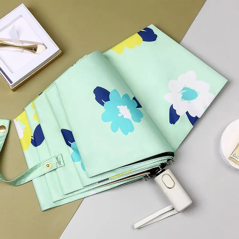 High end Nordic иллюстрации складной автоматический зонт дамы солнцезащитные зонты три