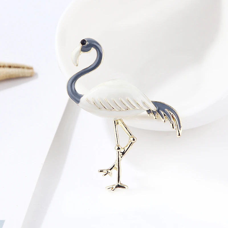 Cute Enamel Flamingo Brooches Unisex Women And Men Brooch Pin Bird Animal Broches Fashion Dress Coat Accessories | Украшения и