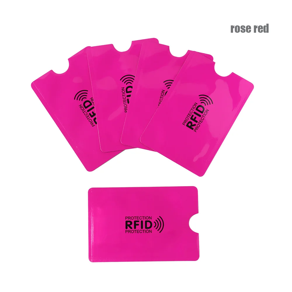 rose red 10 шт. Анти Rfid блокирующий считыватель замок держатель карты ID Чехол для банковских карт Защита Алюминиевый металлический Смарт-Противоугонная Кредитная карта Holde - Цвет: rose red