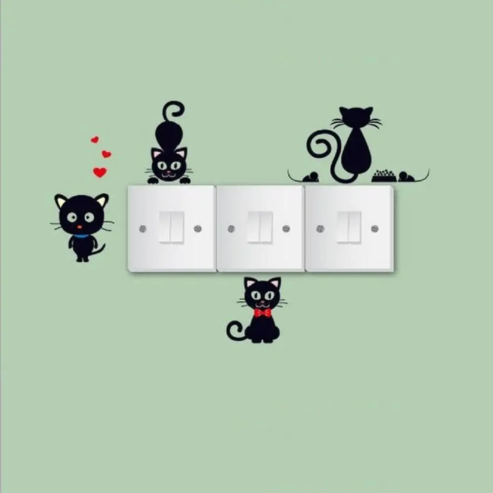 5 наклеек на стену сделай сам Забавные милые стикеры со спящим котом наклейки для