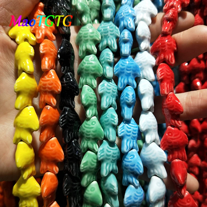 

Beautiful Ceramic Beads For Jewelry Making DIY Necklace Bracelet Arts and Crafts 16X19mm Fish Shape Porcelain Beads Wholesale