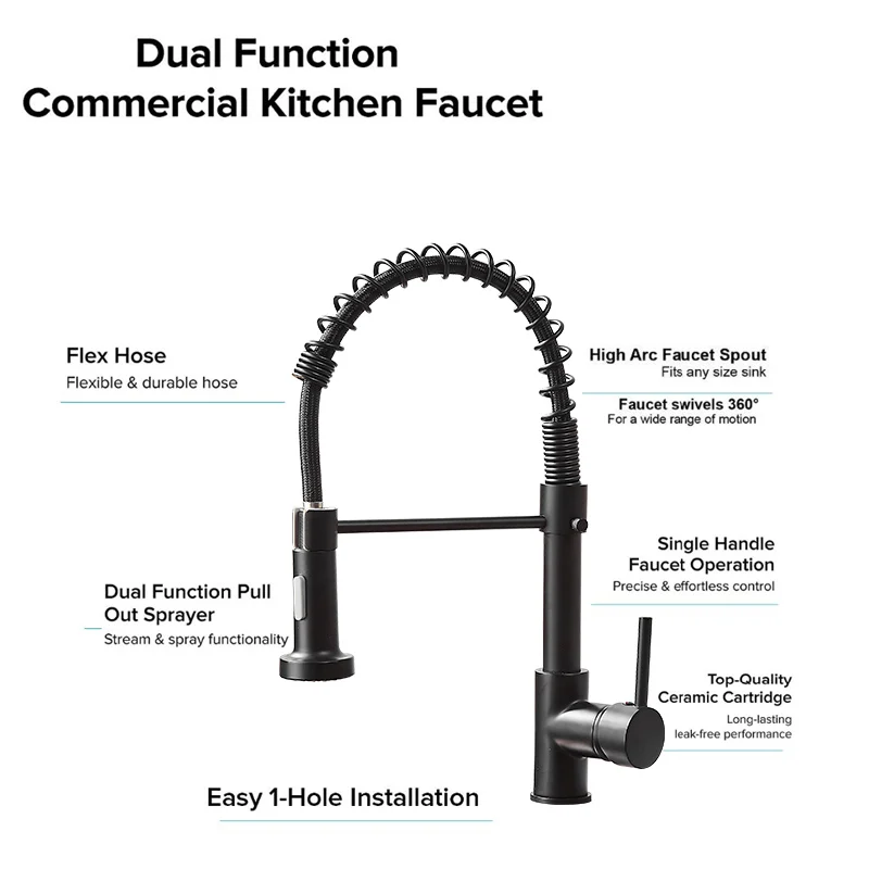 Матовый черный кухонный смеситель установленный на платформе кран вращающийся