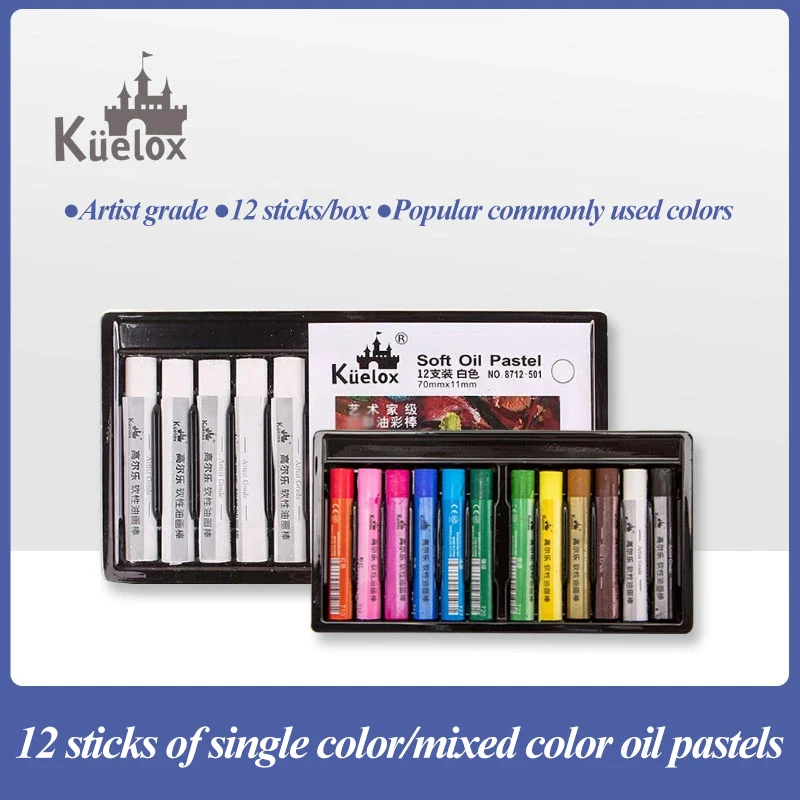 

Kuelox 12 Colors Professional Soft Oil Pastel Graffiti Painting Crayon Drawing Pen Chalk Art School Stationery Supplies