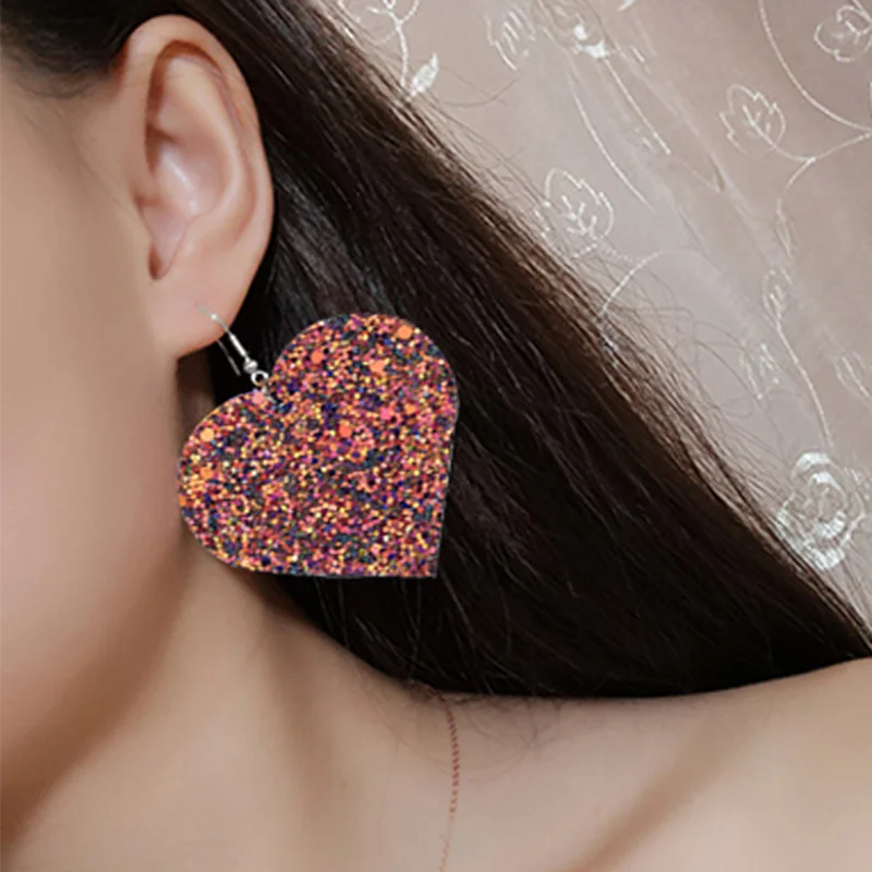 Серьги Радуга из искусственной кожи с блестками двусторонние|Серьги-подвески| |