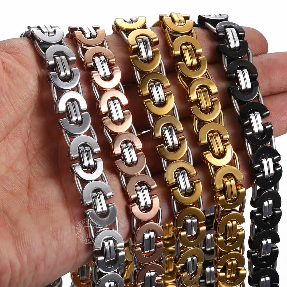 Мужская цепочка из нержавеющей стали черная Золотая серебряная 11 мм|Цепочки| |