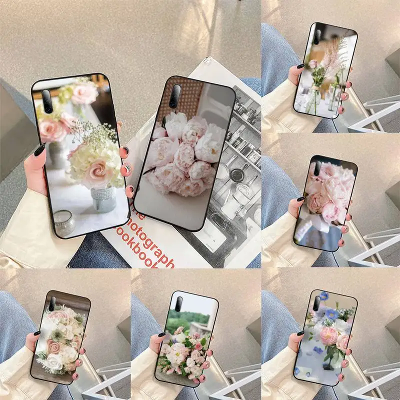 

Elegant Pink Flower Peony Phone Case For Samsung S note S10E 6 7 8 9 10 20 plus edge lite Cover Fundas Coque