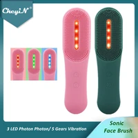 ckeyin electric facial cleansing brush 3 led photon silicone sonic face brush deep cleansing exfoliating removing blackhead 48