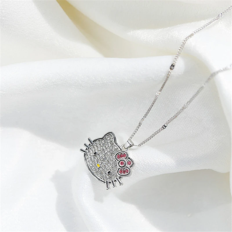 

Bowknot cute fashion cat crystal necklace-fashion cat white 2021 new product