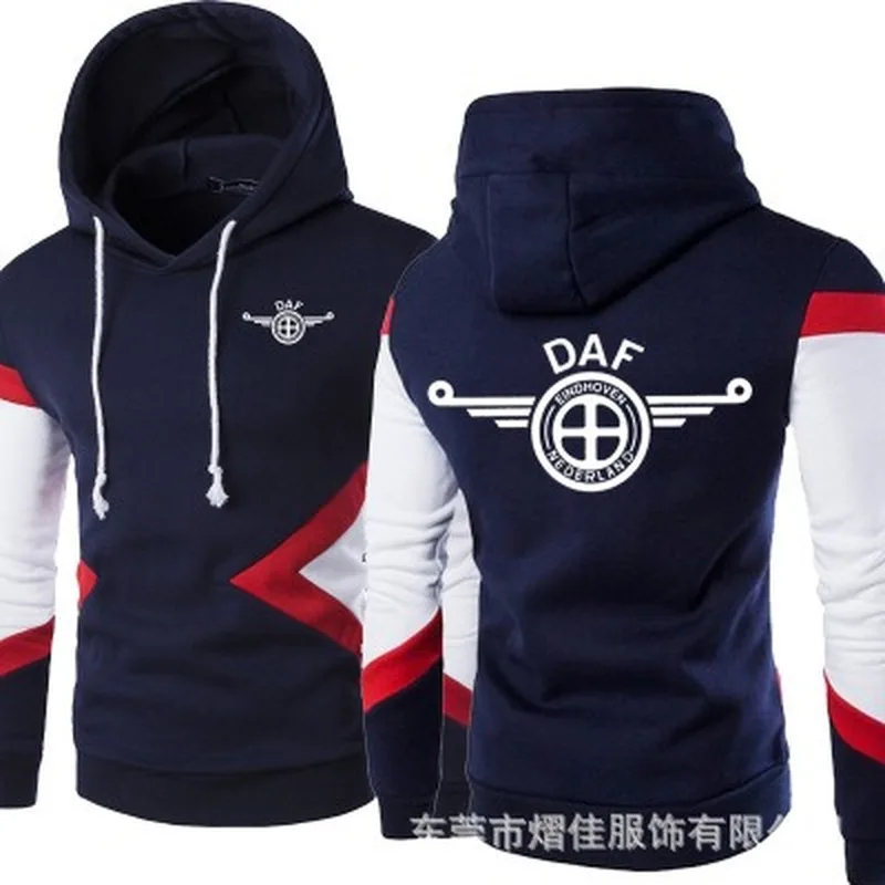 

2021 New DAF Logo spring autumn Fashion men Pullover Sweatshirts Patchwork Casual Cotton Hoodies Men Clothing