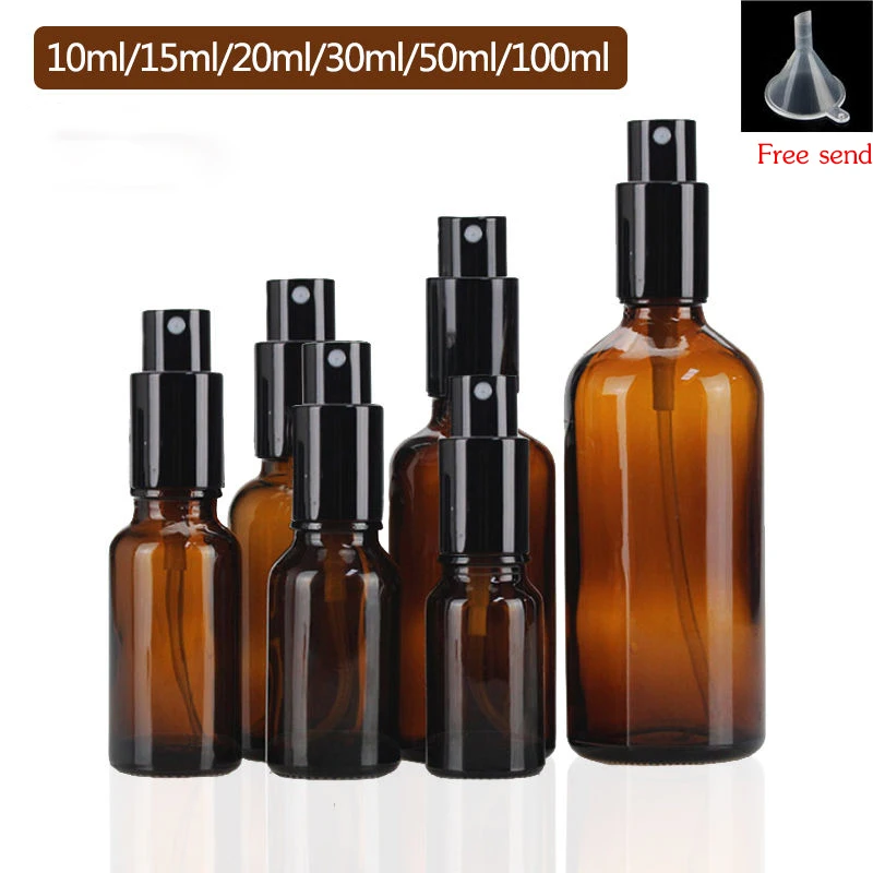 

5ml/10ml/15ml/ 20ml/30ml/50ml/100ml Refillable Press Pump Glass Spray Bottle Oils Liquid Container Perfume Atomizer Travel