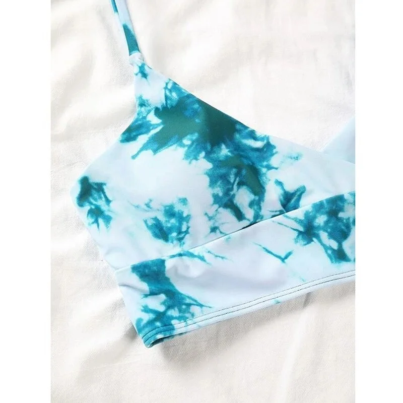 

WEPBEL 2021 Summer New Women Sexy Two-piece Bikini Swimsuit Push-printing Split Beachwear Swimsuit Suit