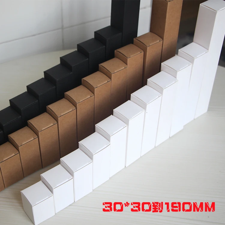 50 шт./лот, 4x4 см, высота 15 см, 21 см, серия, запас, универсальная упаковка, картон крафт, бумажные коробки, белый нейтральный прямоугольный пустой чехол
