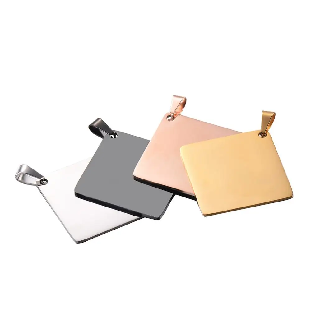 

10 шт. труба квадратного сечения из нержавеющей стали подвески, ожерелья золотистый/розово-золотистый и черный Dog Tag пластина армейский из не...