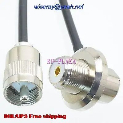 

DHL/EMS 50 pcs Cable 10FT UHF PL259 male solder to UHF SO239 female nut 90 degree angle RG58 Pigtail cable -A2