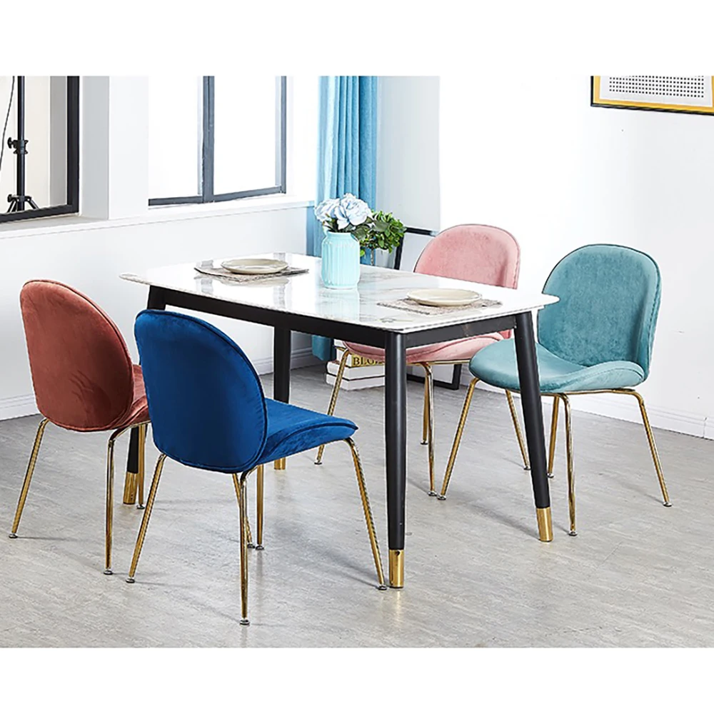 Обеденный стол с фланелевым бархатным покрытием Кухонное кресло ножками из