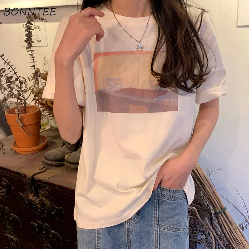 

Женские футболки с круглым вырезом, Популярные универсальные летние смешные футболки в стиле Харадзюку для студентов в стиле унисекс, Ново...