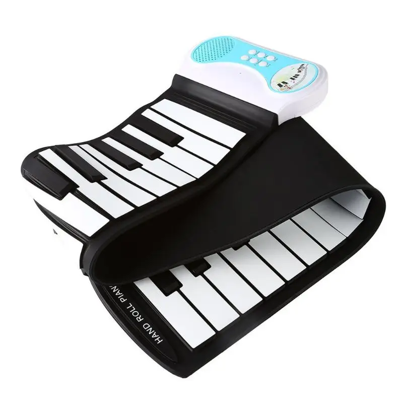 

37 Keys Roll Up Portable Electronic Keyboard Piano Flexible Kids Piano Keyboard with Speaker for Beginners Boys Girls Blue Drop