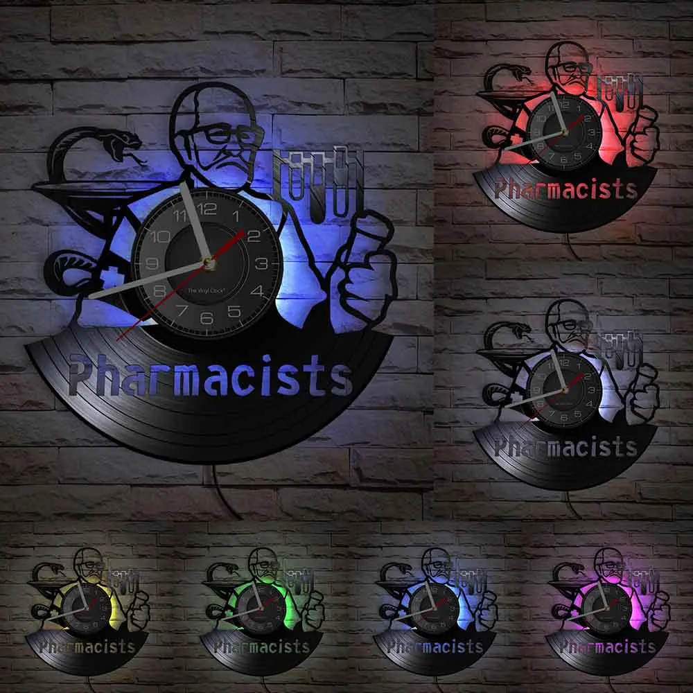 Настенные часы для фармацевтиков виниловые настенные со светодиодной