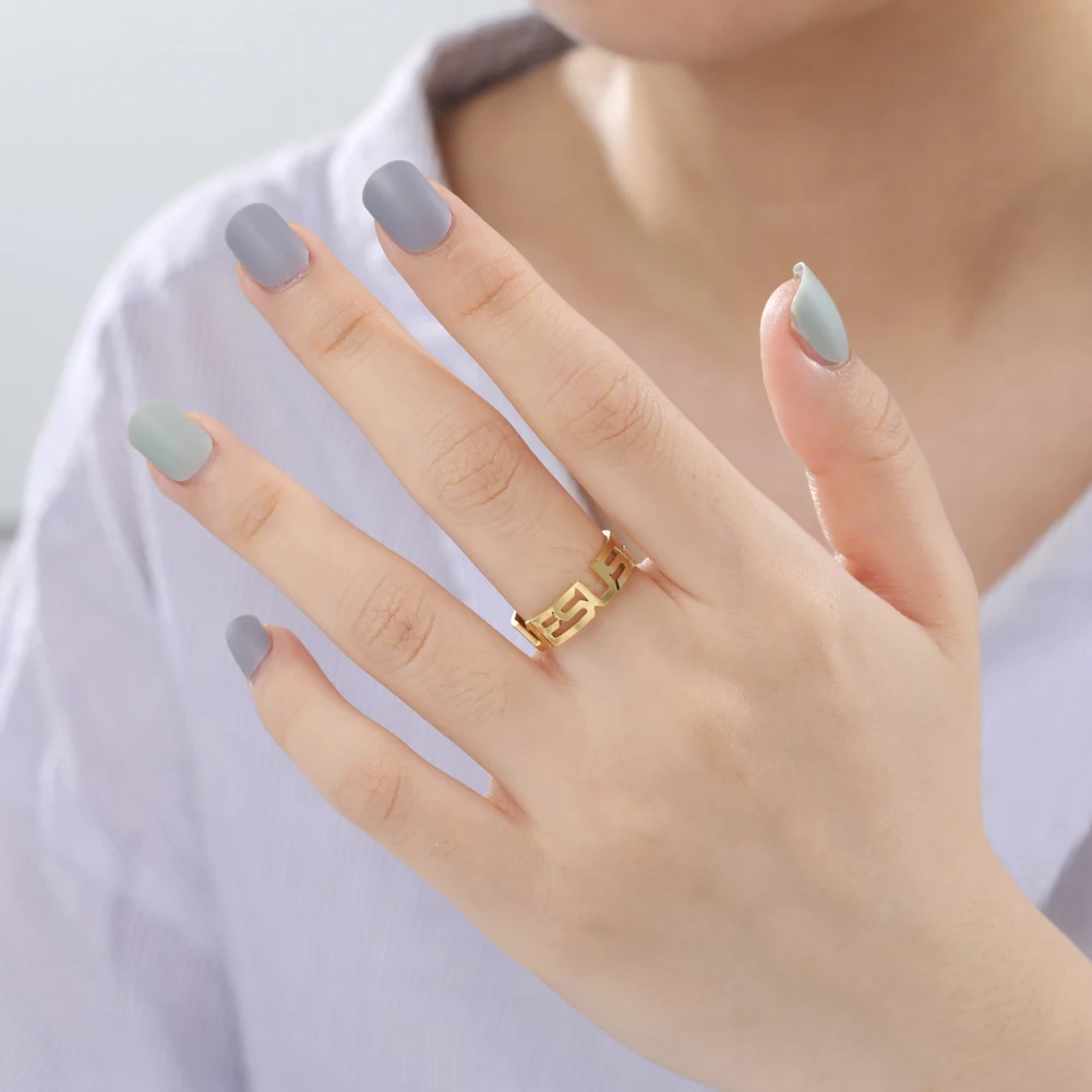 Регулируемые кольца из нержавеющей стали с крестом Иисуса для мужчин Открытое