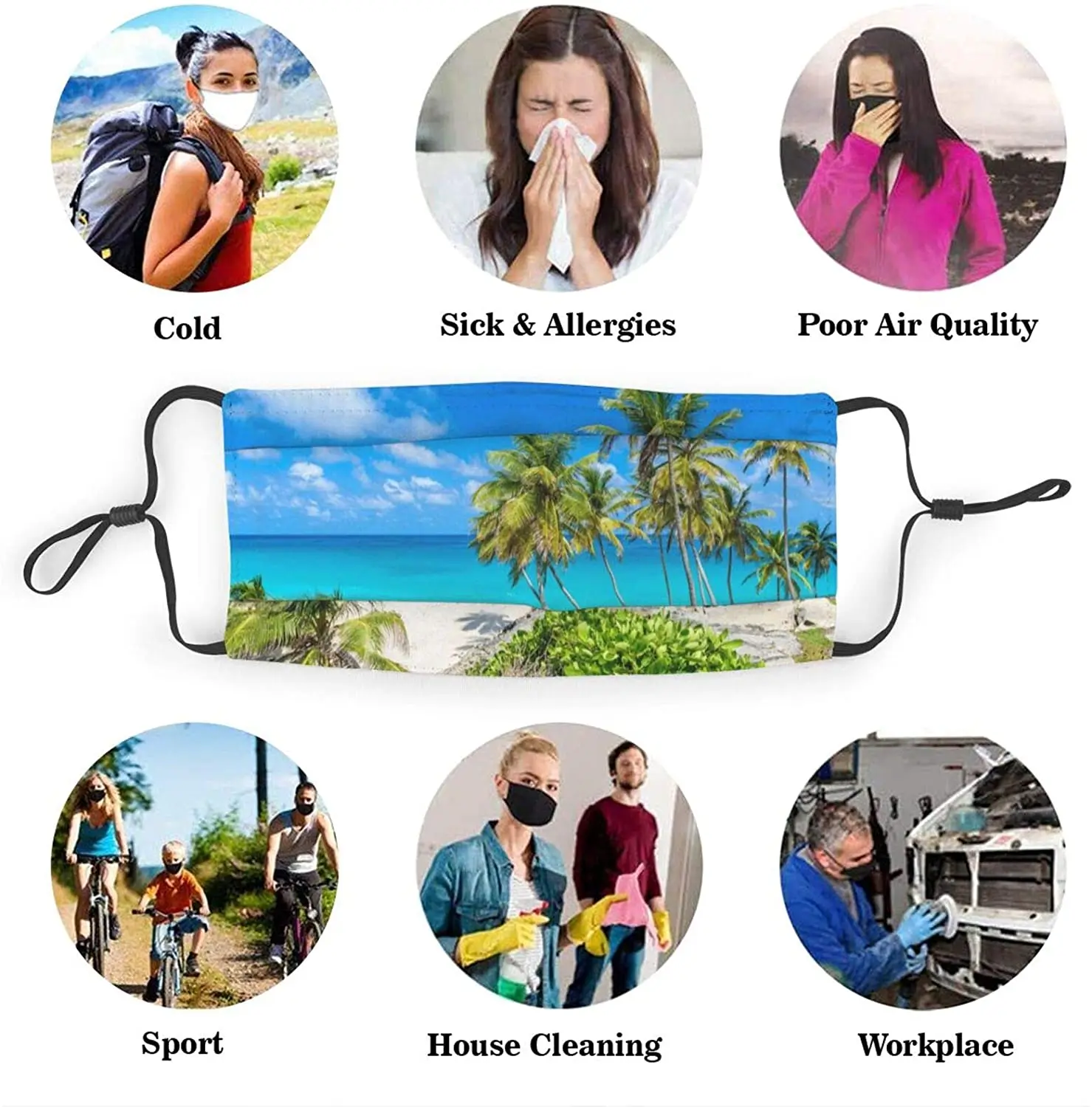 Маска пляжная мужская с американским флагом дышащая моющаяся маска для лица