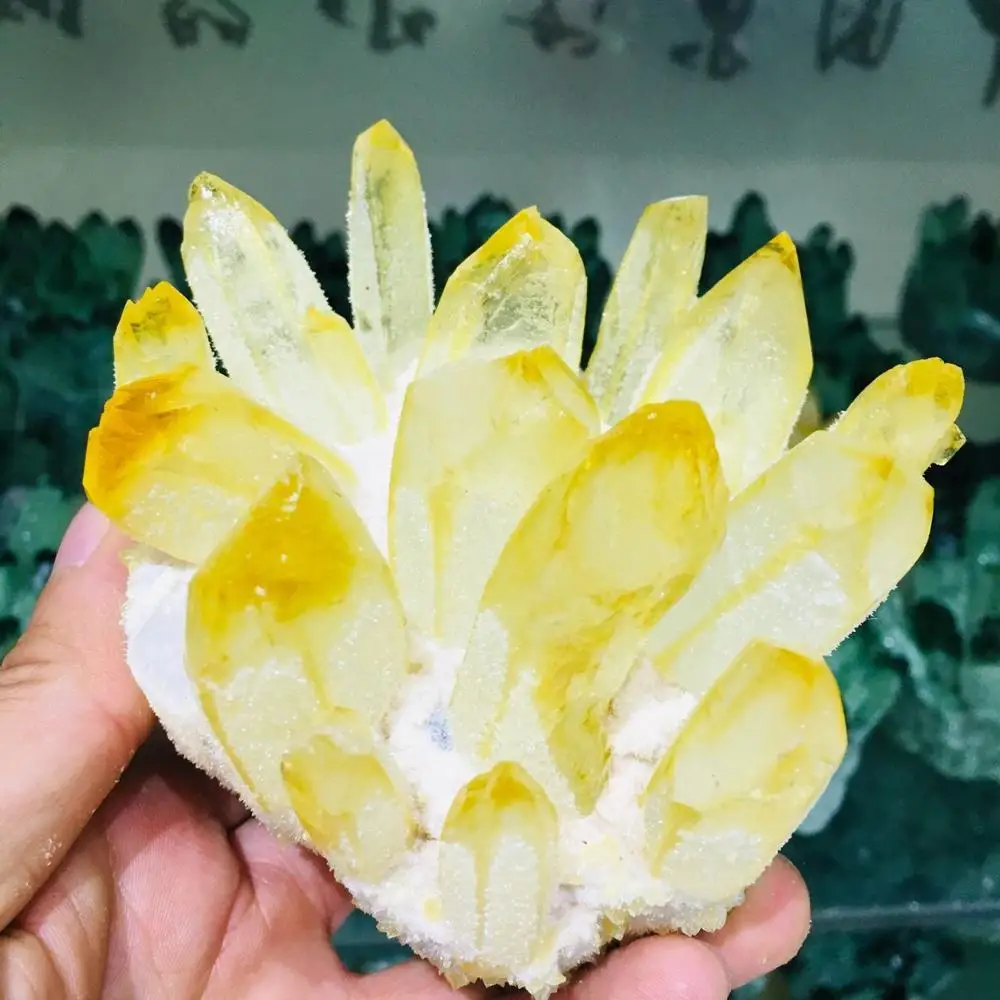 700 г желтый натуральный Ghost Phantom Quartz кристаллический кластер целебный образец