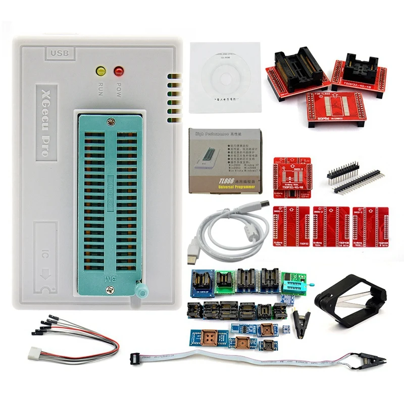 V8.33 Tl866Ii плюс универсальный Minipro программатор + 28 адаптеров тестовый зажим Tl866 Pic