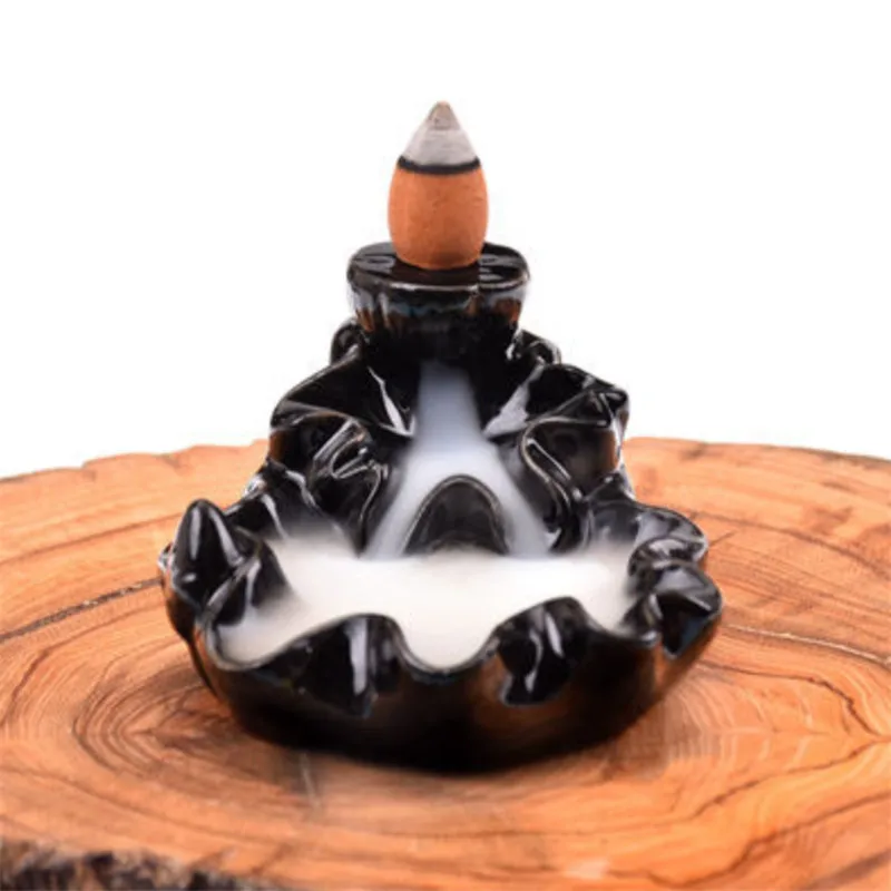 Керамический маленький Лотос горелка обратного потока фиолетовая глина дым