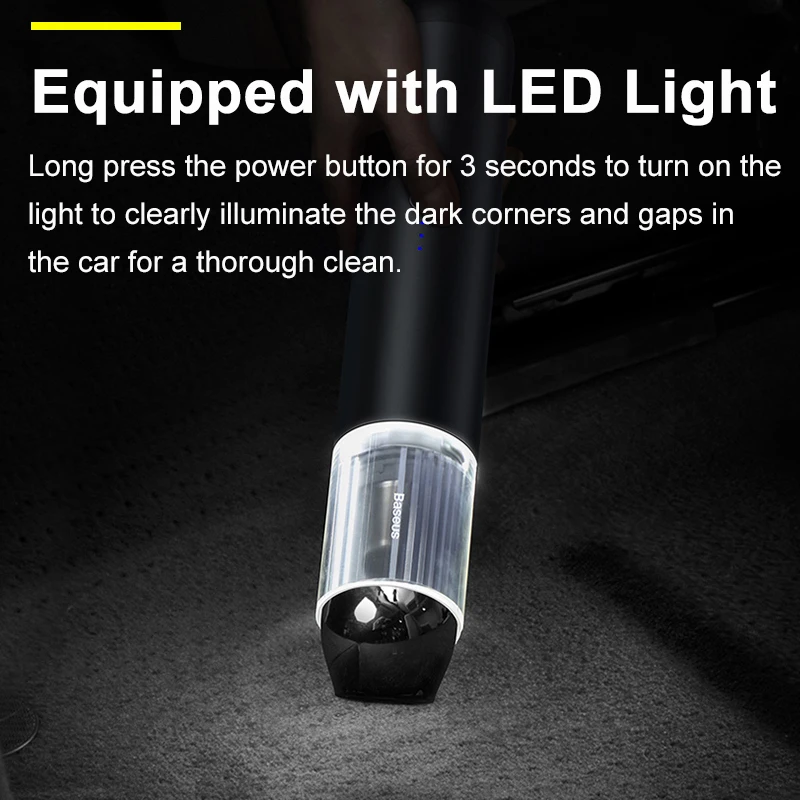 Baseus 15000Pa Car Vacuum Cleaner Wireless Mini Car Cleaning Handheld Vacum Cleaner W LED Light for Car Interior Cleaner images - 6