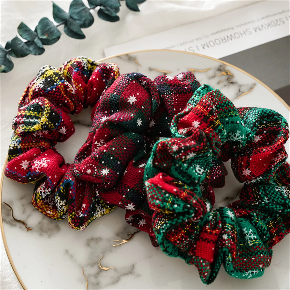 Новые рождественские резинки для волос из толстой кишки женские держатель