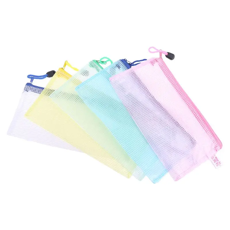 

10 Pieces Zipper File Pouch Grid Document Bag Multipurpose Storage Pouch Bags for Offices Supplies Travel Accessories, 5 Colors