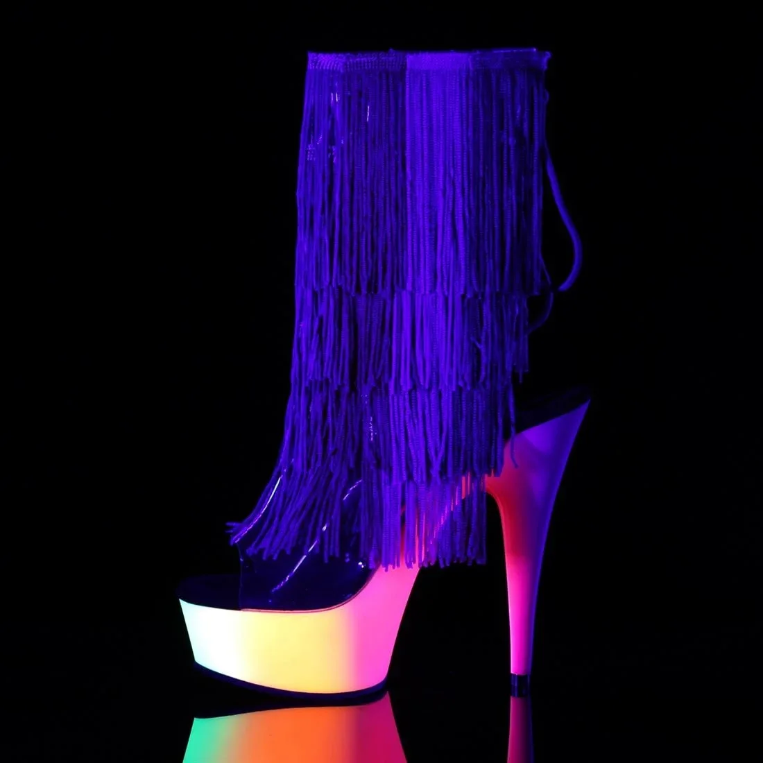 

15cm hate sky high colorful tassel high heel thin heel thick bottom waterproof platform pole dance nightclub boots