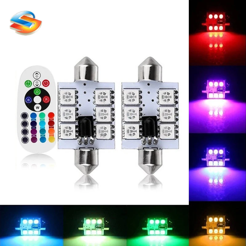 4 шт. RGB C5W 5050 6LED 39 мм Festoon Dome светильник автомобильные лампы лампа для чтения 31 36 41 |