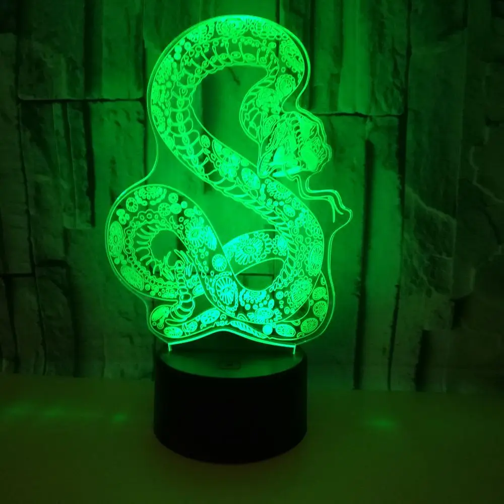

Colorful Snake LED RGB Night Light 7 Color Change Desk Light Action Figure PVC Kids Toys Brinquedos Christmas Gift