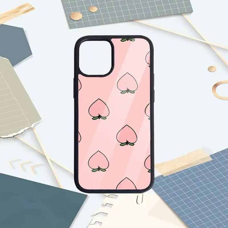 

Pink peach fruit food Phone Case PC for iPhone 11 12 pro XS MAX 8 7 6 6S Plus X 5S SE 2020 XR Luxury brand shell funda