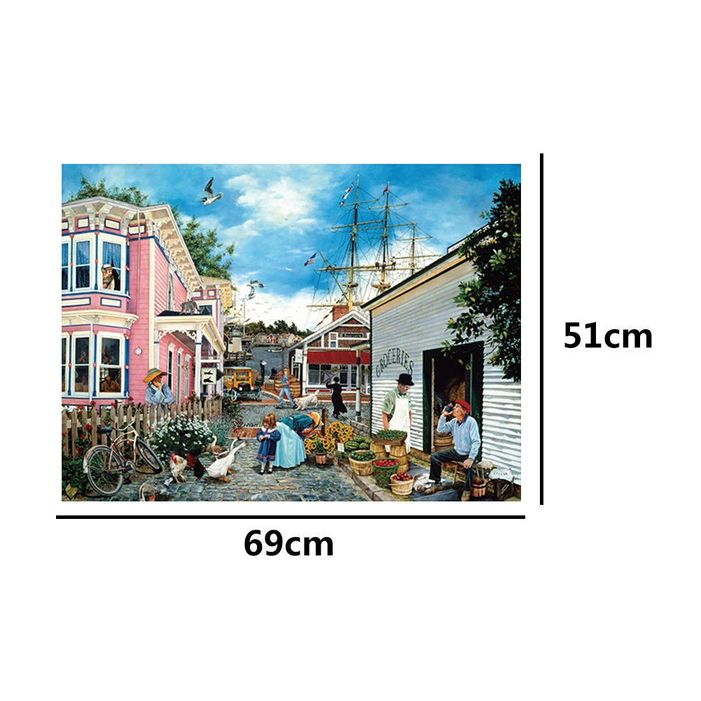 

Educational Jigsaw Assembling Toys 1000pcs Wharf Town Paper Puzzle Easily Carrying Educational Kids Toys for Kid Adult