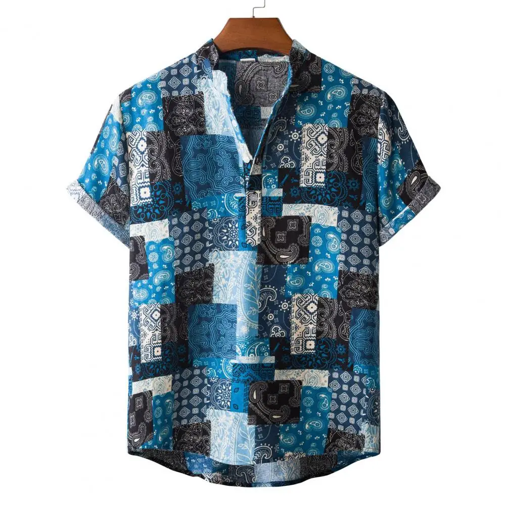 

Hawaiian Shirt Printing Turn-down Collar Cotton Blend Short Sleeve Top T-shirt for Men Hip Hop streetwear Holiday Beach shirts