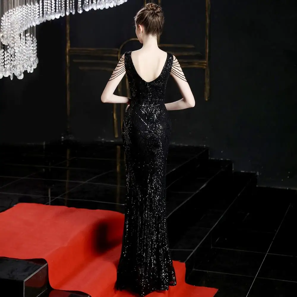 Женское сексуальное элегантное платье с v-образным вырезом и блестками женское