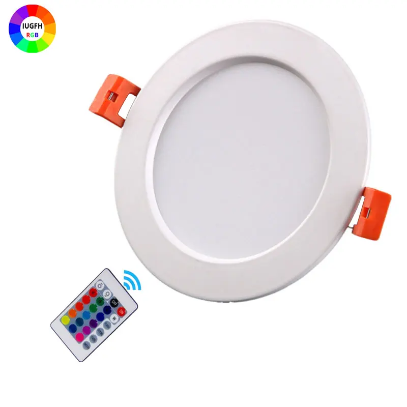 Светодиодный светильник RGB с пультом дистанционного управления 85-265 в цветная лампа 3 Вт 6 Вт 9 Вт 10 Вт 12 Вт 15 Вт 20 Вт 30 Вт 50 Вт Встраиваемый светодиодный потолочный светильник