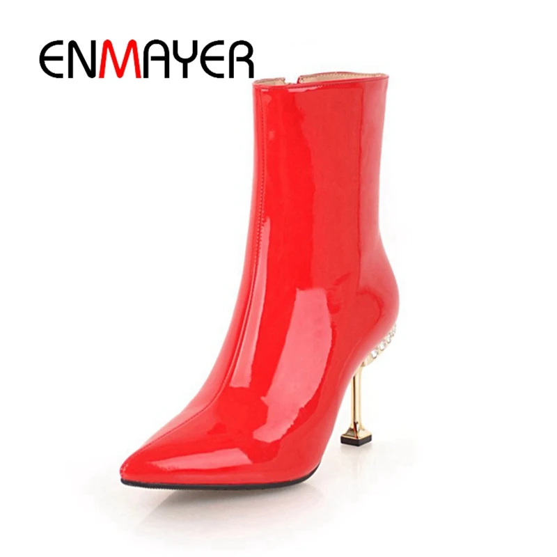 ENMAYER/ботильоны женские короткие ботинки повседневная обувь черного цвета на