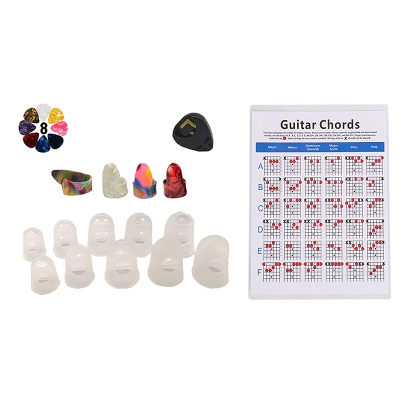 

2 набора, аксессуары для музыкального инструмента: 1 шт., аккорды для акустической гитары, инструмент для набросков и 1 комплект, стартовый на...