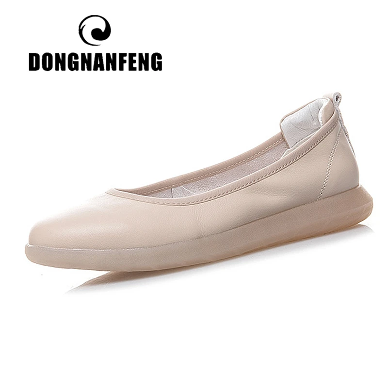 Туфли DONGNANFENG женские из натуральной кожи мягкие белые лоферы без застежки